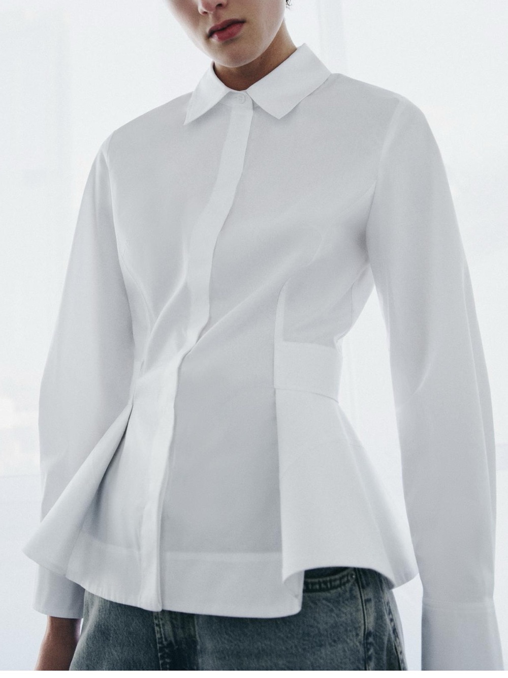 ZARA ZW COLLECTION PEPLUM POPLIN SHIRT